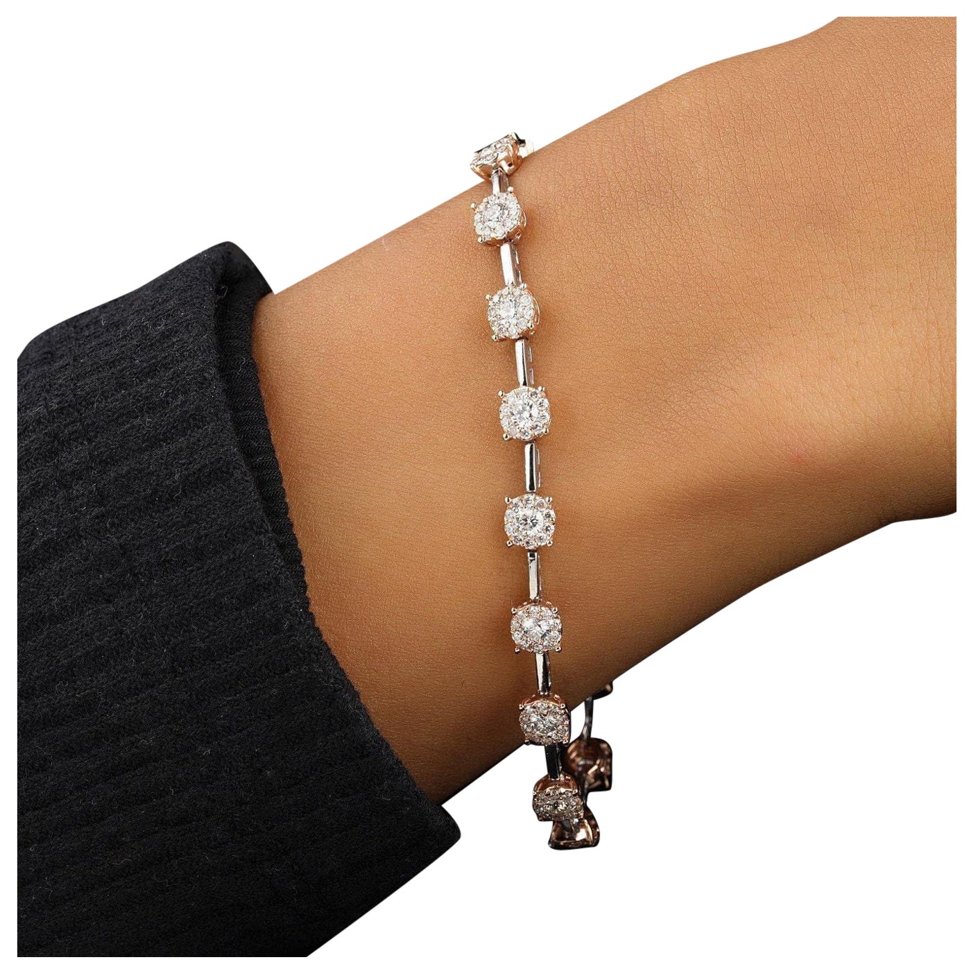 Solitär-Tennis-Diamantenarmband aus 14 Karat massivem Gold (zertifiziert)