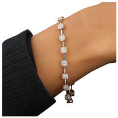 Solitär-Tennis-Diamantenarmband aus 14 Karat massivem Gold (zertifiziert)