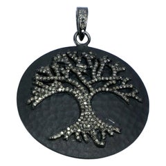 Tree Of Life Pave Diamond Pendant 925 Silver Diamond Charm Pendant For Birthday.