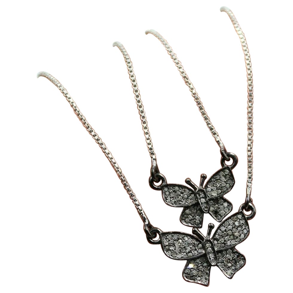 Pendentif Papillon Minimaliste Argent 925 Pave Diamant Pendentif Charm Dainty Cadeau.