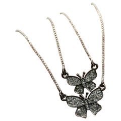 Pendentif Papillon Minimaliste Argent 925 Pave Diamant Pendentif Charm Dainty Cadeau.
