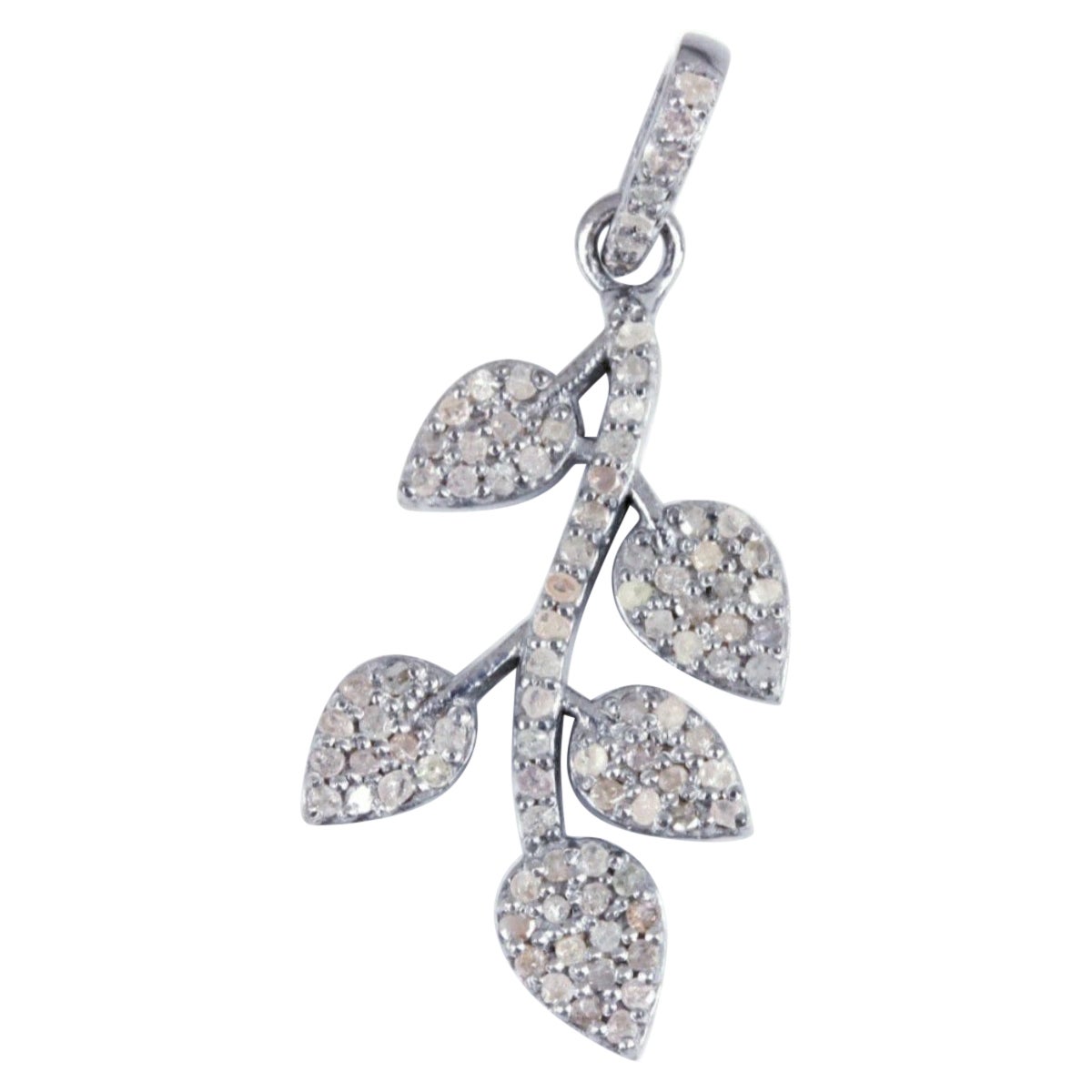 Ciondolo a forma di foglia con diamante Pave, ciondolo in argento 925 per donne e ragazze.