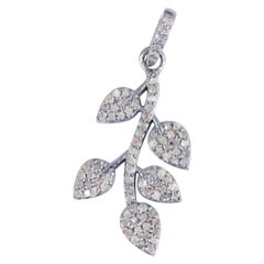Ciondolo a forma di foglia con diamante Pave, ciondolo in argento 925 per donne e ragazze.
