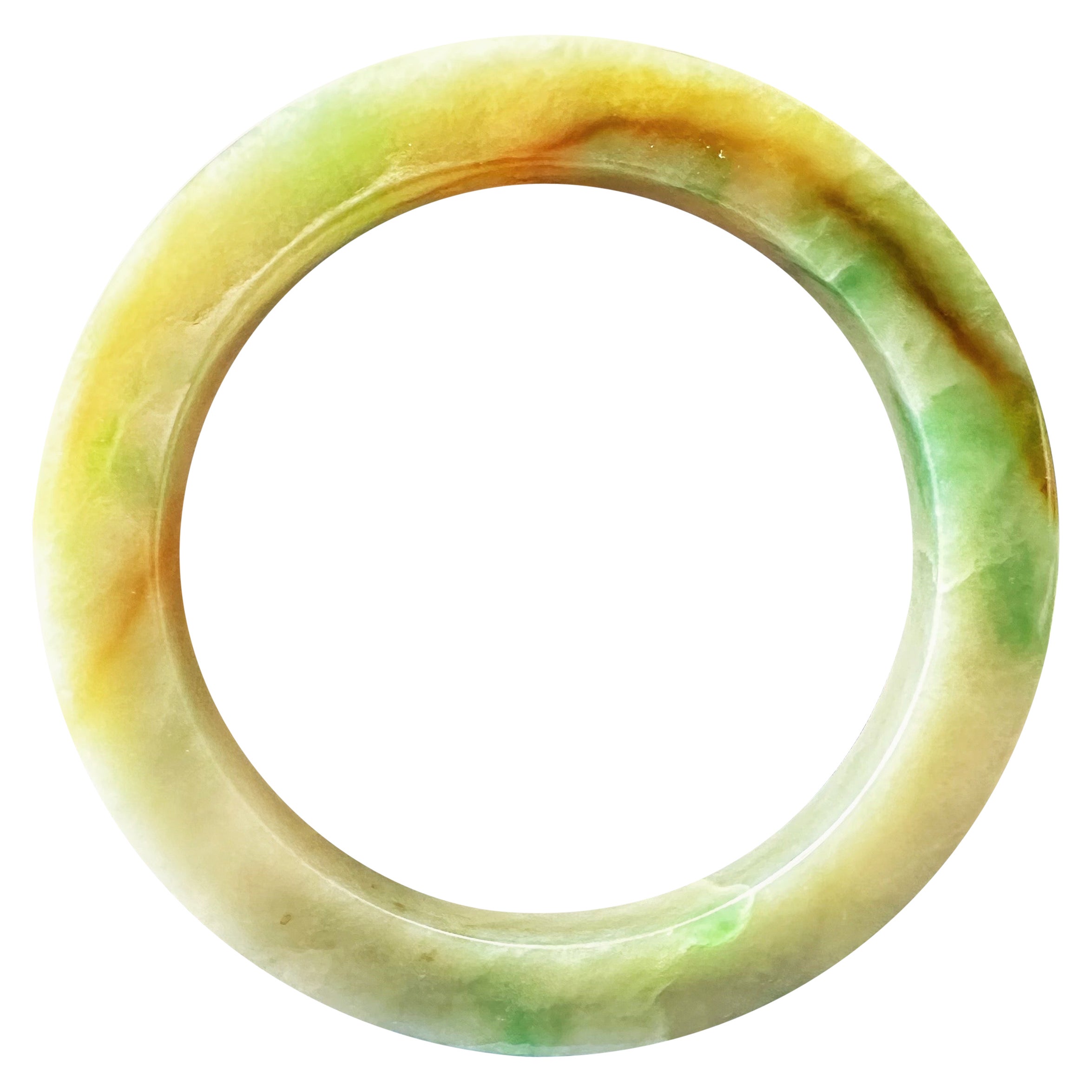 Natürlicher Typ A Myanmar Dreifarbiger Jade Armreif - Gelb, Grün, Rot 60,9mm im Angebot
