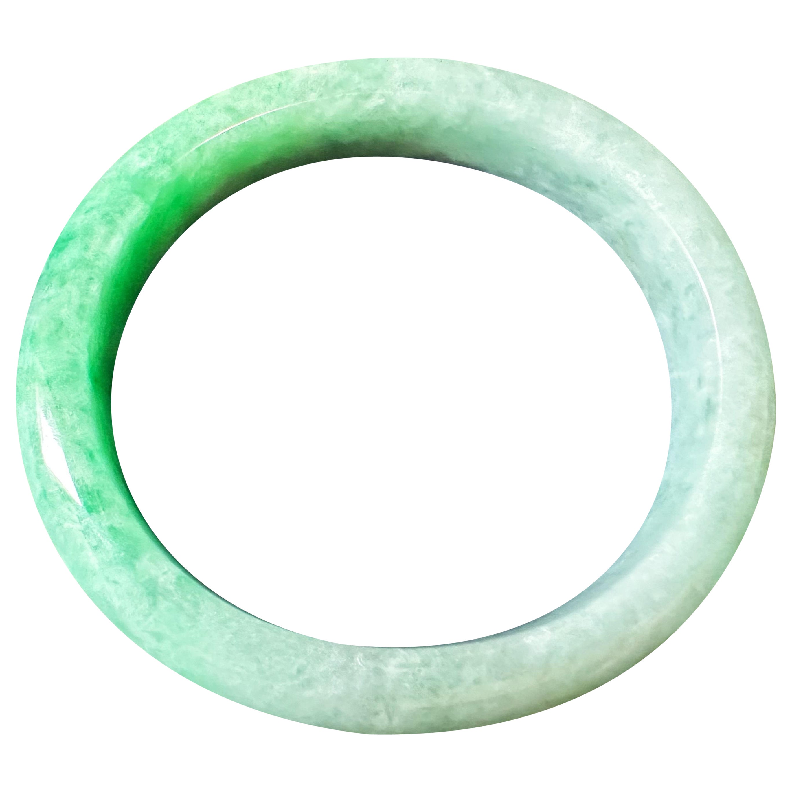 Natural Myanmar Vivid Apple Green Oval Shape Jade Bangle Bracelet For Sale