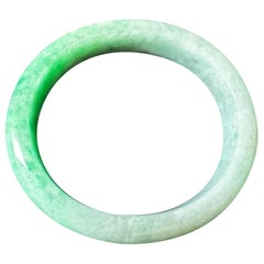 Natural Myanmar Vivid Apple Green Oval Shape Jade Bangle Bracelet