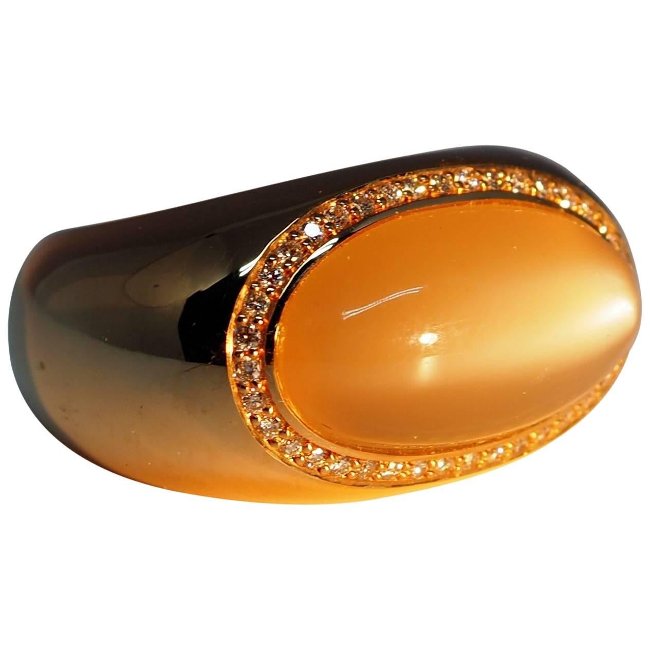 Leyser "Calypso" 18k Rose Gold Moonstone Ring  For Sale