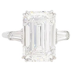 GIA Certified 4 Carat Premium Lenght Emerald Cut E Color Flawless Clarity Ring