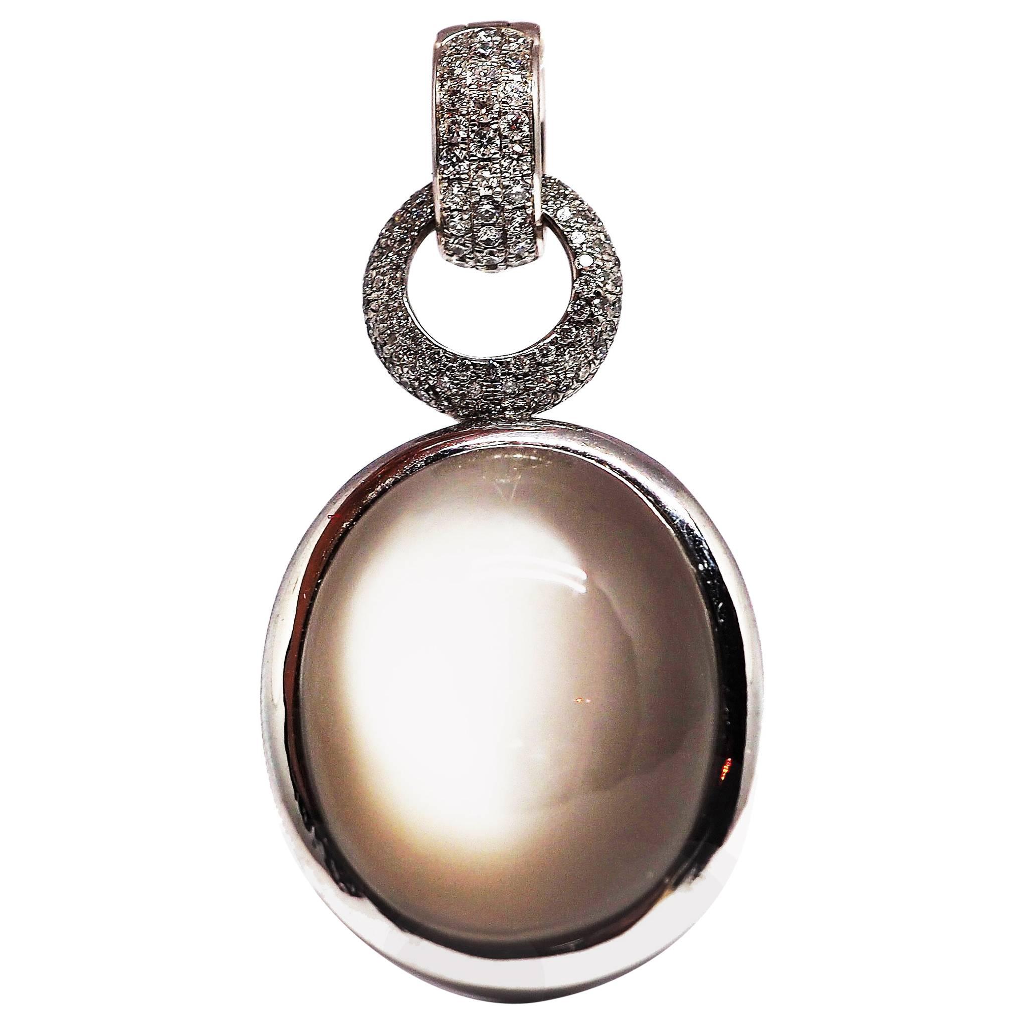 18 Karat White Gold Pendent with Moonstone