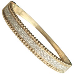 Gold Beaded Diamond Broad Bracelet in 14k Solid Gold (Certified)