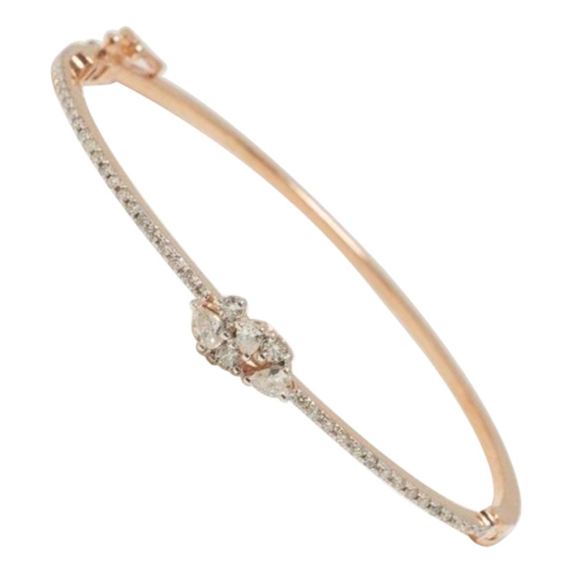Marquise Cluster Diamond Bracelet in 14k Solid Gold (Certified)