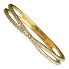 Crossover Diamond Bracelet in 14k Solid Gold (Certified)
