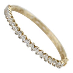 Marquise Diamond Bangle Bracelet in 14K Solid Gold (Certified)