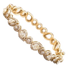 Teardrop Cluster Diamond Link Armreif aus 14k massivem Gold (zertifiziert)