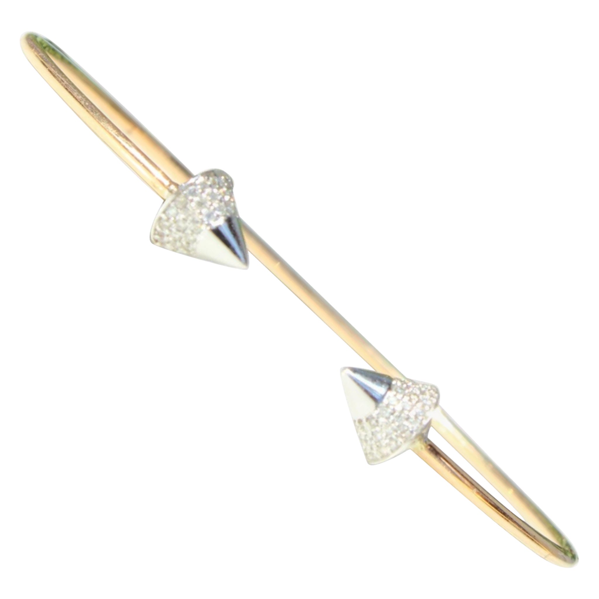 Cone End Diamond Bracelet in 14K Solid Gold (Certified)