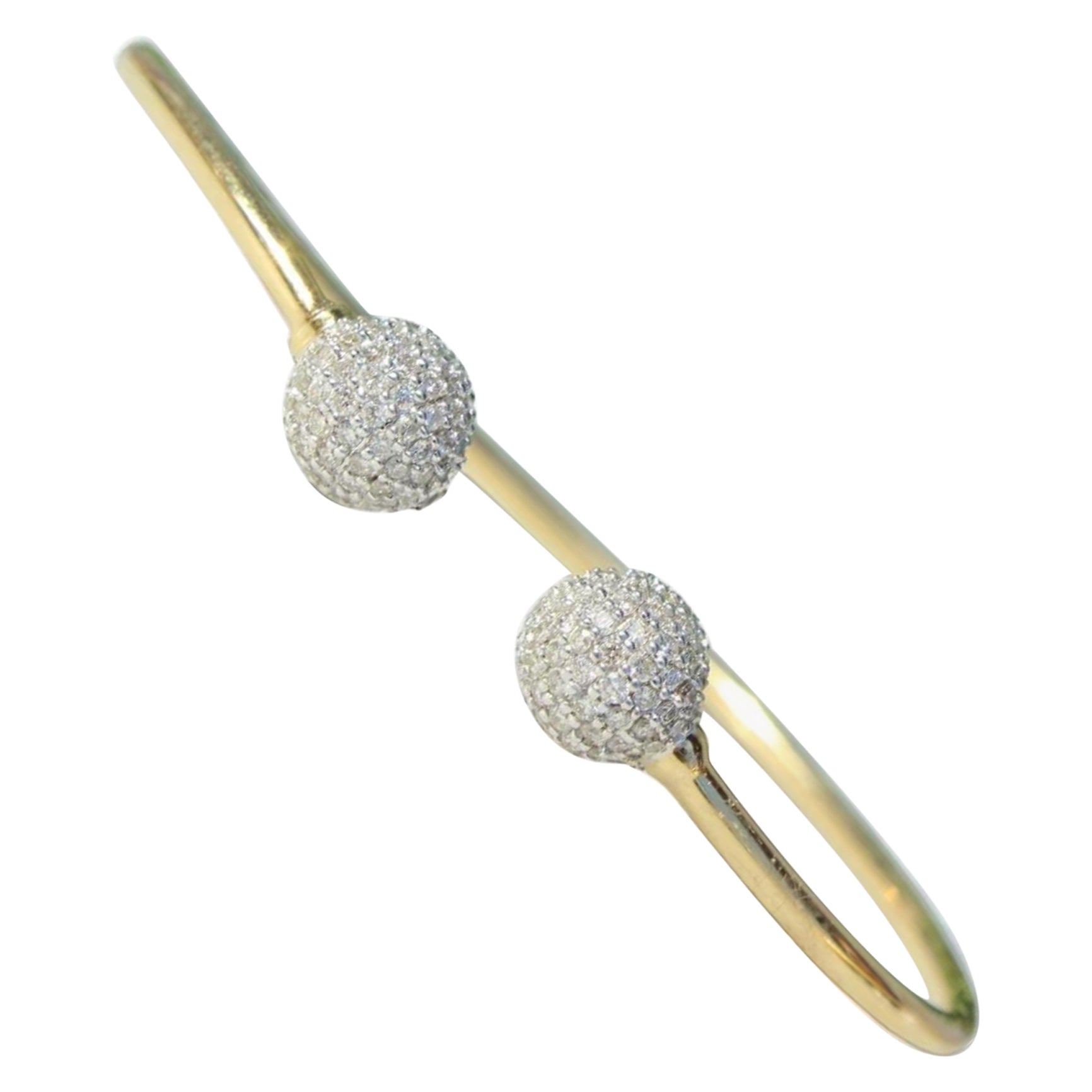 Orbs Diamant-Manschettenarmband aus massivem 14-karätigem Gold (zertifiziert)