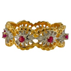Franklin Mint Ruby Eternity Ring 14K Gold Band Vintage Size 10.5