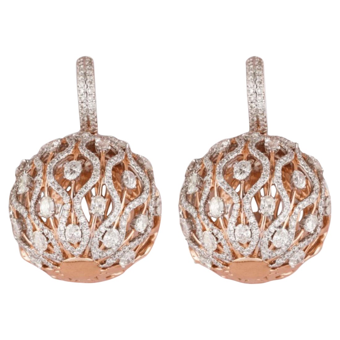 Boucles d'oreilles pendantes orbe en or massif 14K (certifié)