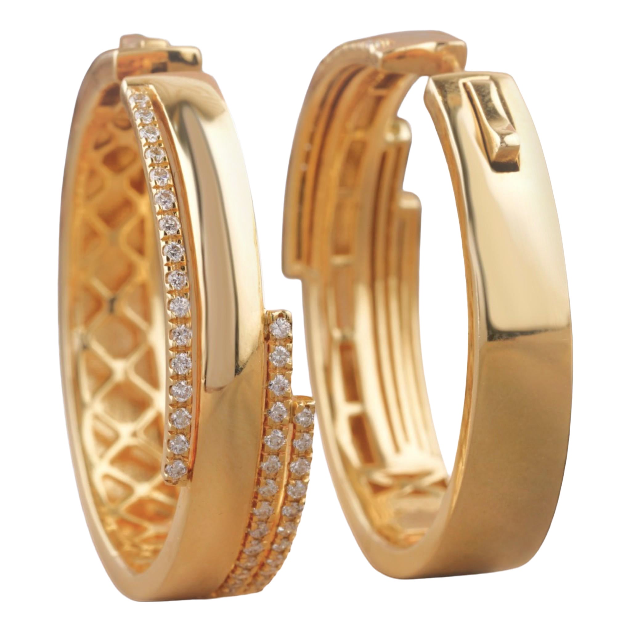 Créoles à diamants en or massif 14k (certifié)