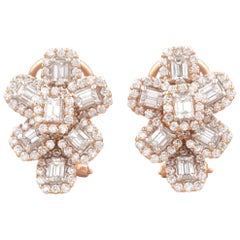Orecchini a fiore con diamante a raggiera in oro massiccio 14K (certificati)