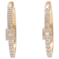 Orecchini a cerchio ovali con diamante illusorio in oro massiccio 14K (certificati)