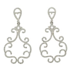 Boucles d'oreilles pendantes Filigree Chandelier en or massif 14K (certifié)