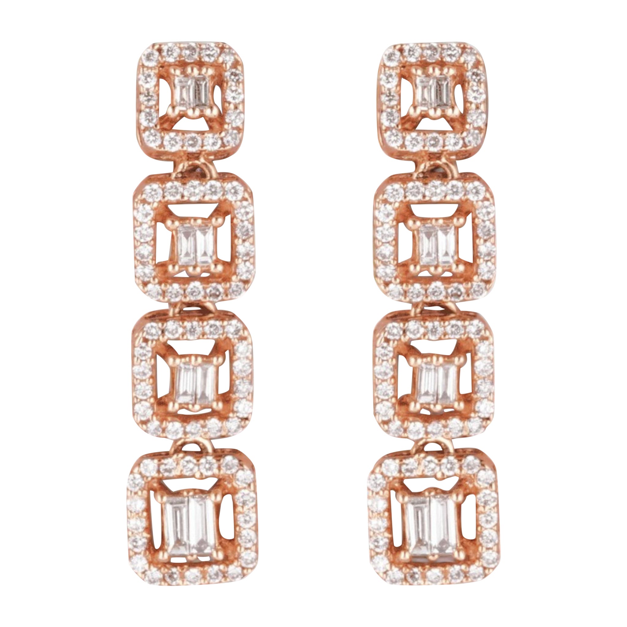 Boucles d'oreilles halo géométriques en or massif 14K (certifié)