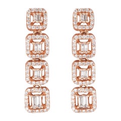 Orecchini a cerchio con diamante geometrico in oro massiccio 14K (certificati)