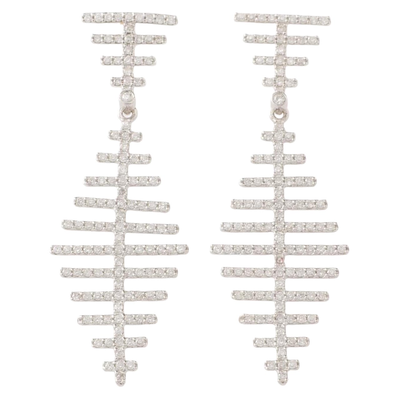 Orecchini astratti con diamanti pendenti in oro massiccio 14k (certificati) in vendita