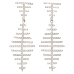 Pendientes colgantes de diamantes abstractos en oro macizo de 14k (certificado)