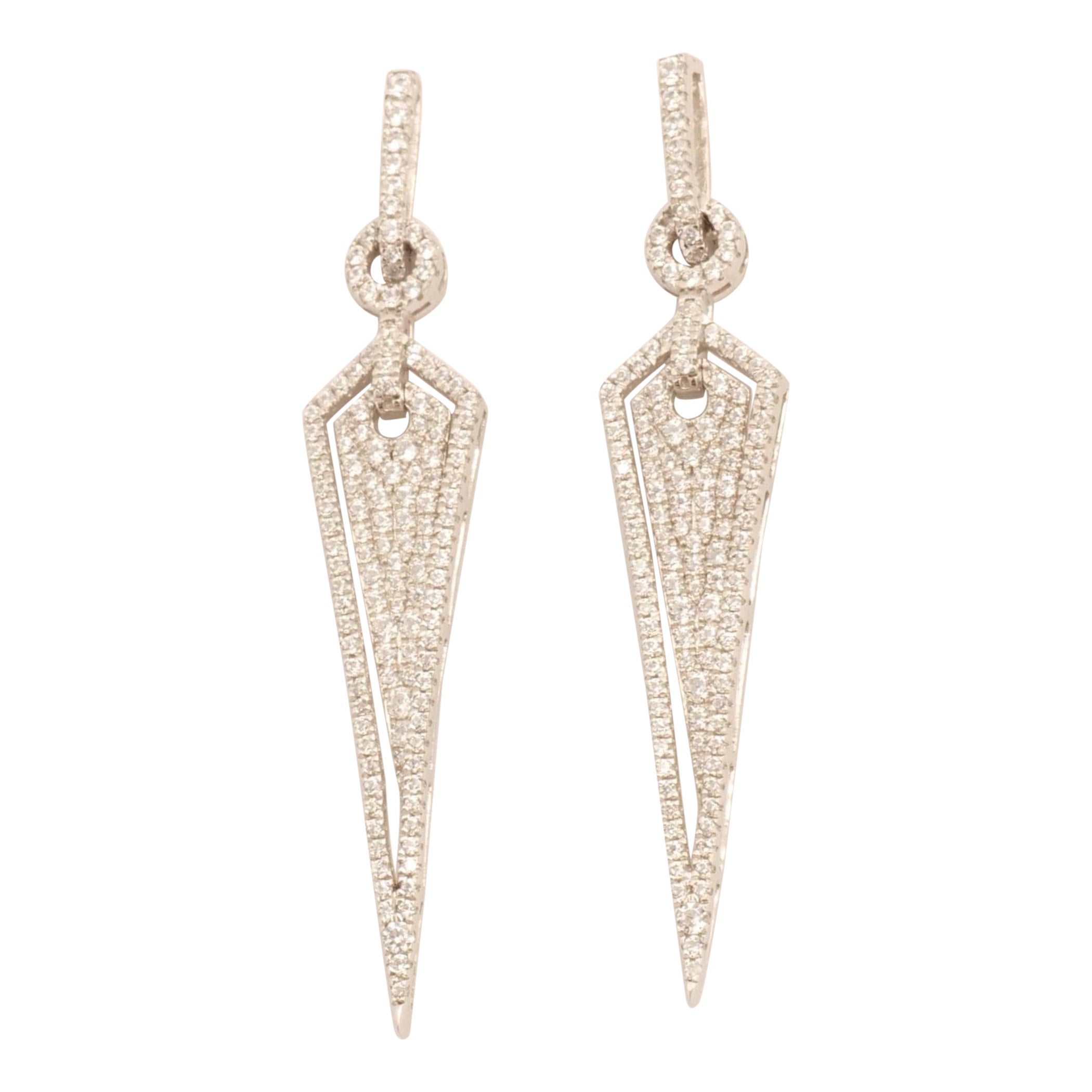 Orecchini geometrici con diamanti a raggiera in oro massiccio 14k (certificati)