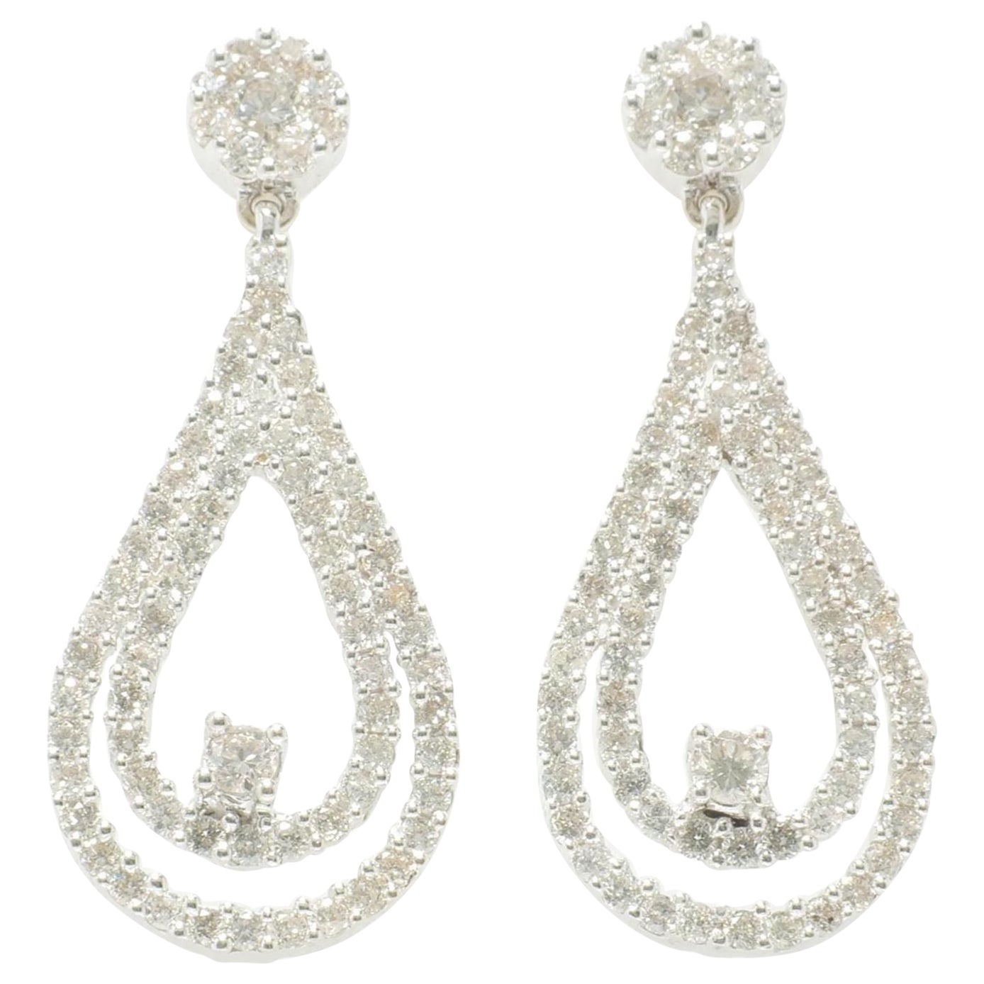 Boucles d'oreilles pendantes en or massif 14K avec diamant en forme de perle (certifié)