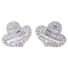 Baguette Diamond Studs Earrings in 14k Solid Gold (Certified)