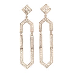 Boucles d'oreilles pendantes hexagonales en or massif 14K (certifié)