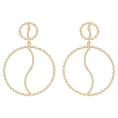 Boucles d'oreilles pendantes en or massif 14k avec diamant en forme de cercle (certifié)