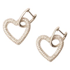 Offene Herz-Diamant-Tropfen-Ohrringe aus 14k massivem Gold (zertifiziert)