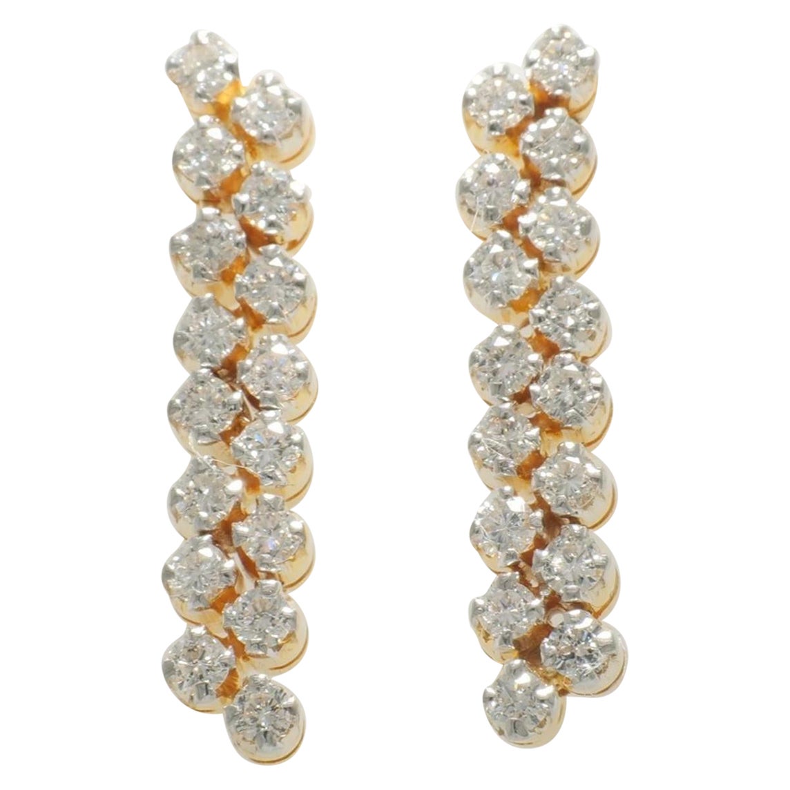 Orecchini con diamante a barretta in oro massiccio 14K (certificati) in vendita