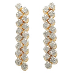 Orecchini con diamante a barretta in oro massiccio 14K (certificati)