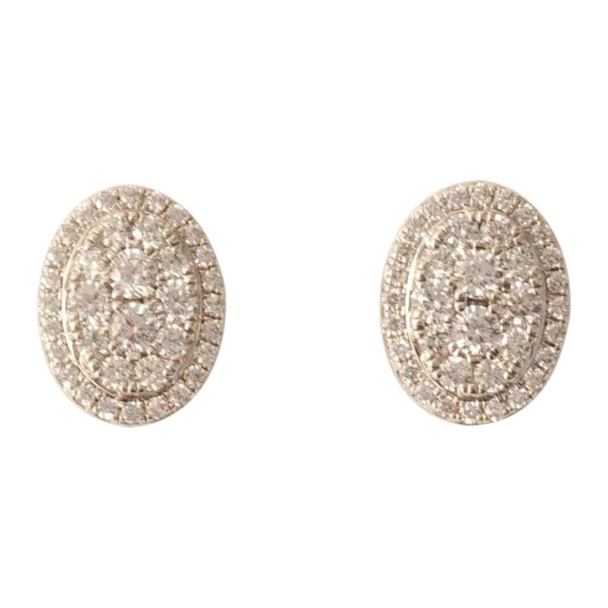 Boucles d'oreilles en or massif 14k (certifié) avec diamant ovale en halo