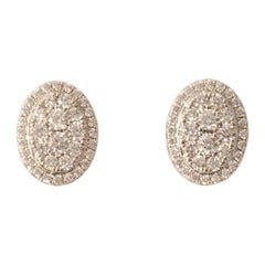 Boucles d'oreilles en or massif 14k (certifié) avec diamant ovale en halo