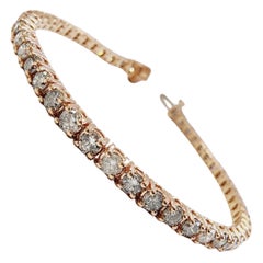 Pulsera de tenis de diamantes naturales redondos brillantes de 5,80 quilates y oro rosa de 14 quilates