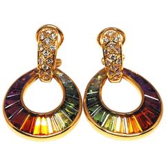 8.59 Carat Rainbow Multi-Color Gemstones Earrings 4