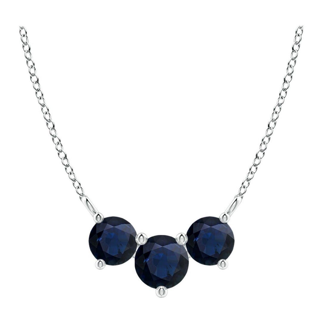 ANGARA Collana con zaffiri tondi classici naturali Trio in platino per donna