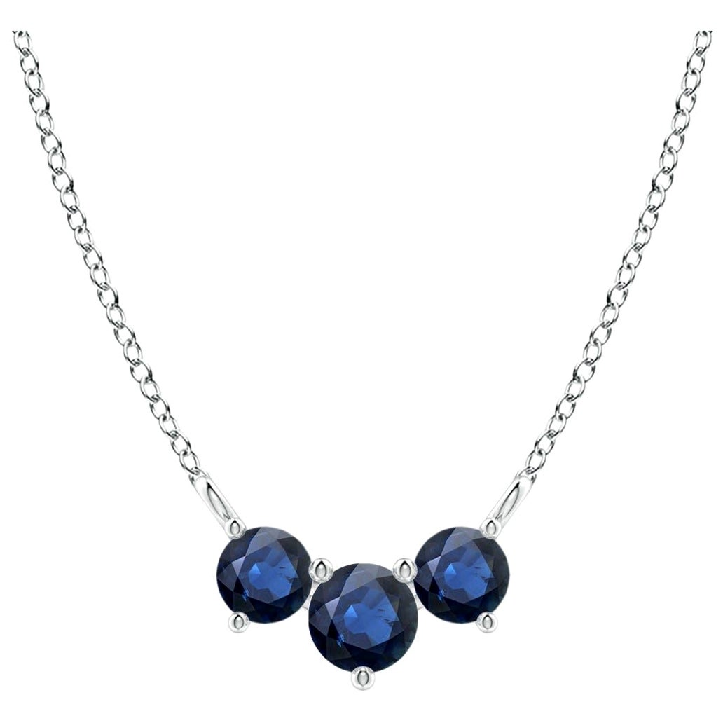 ANGARA  Collana classica naturale con zaffiri rotondi Trio in oro bianco 14K per donna