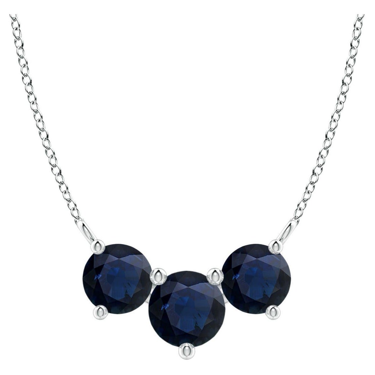 ANGARA Collana con zaffiri tondi classici naturali Trio in platino per donna in vendita