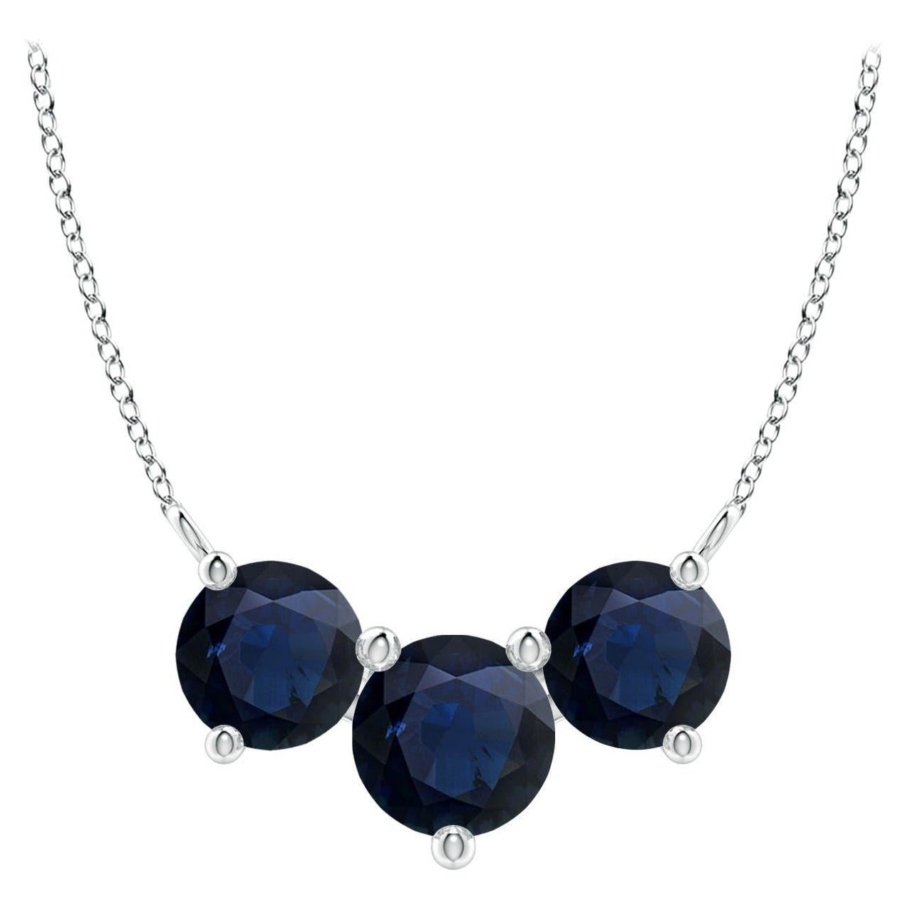 ANGARA Collana con zaffiri tondi classici naturali Trio in platino per donna