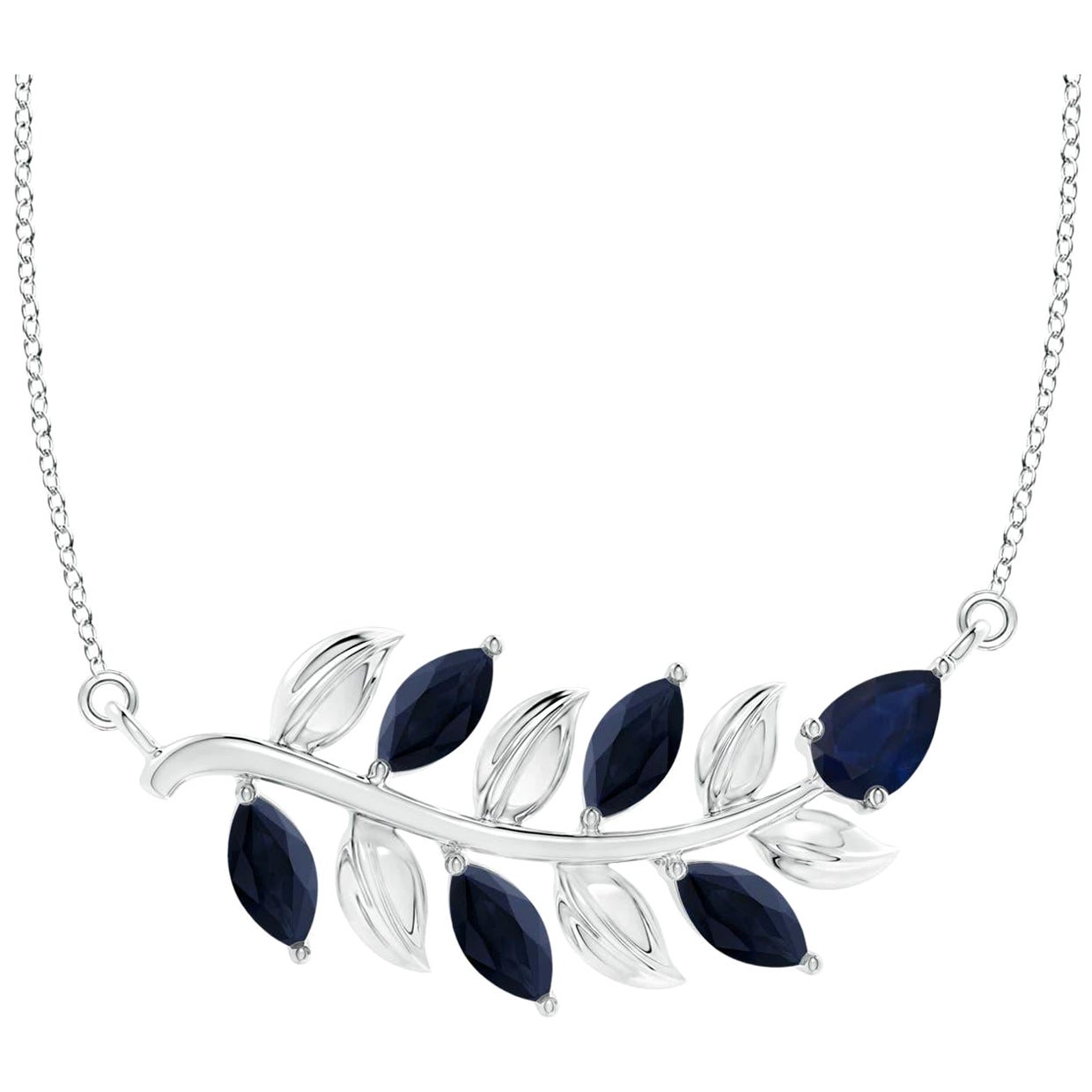 ANGARA Collana con zaffiro blu da 1 ct in oro bianco 14 carati ispirata alla Nature naturale