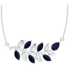 ANGARA Collana con zaffiro blu da 1 ct in oro bianco 14 carati ispirata alla Nature naturale