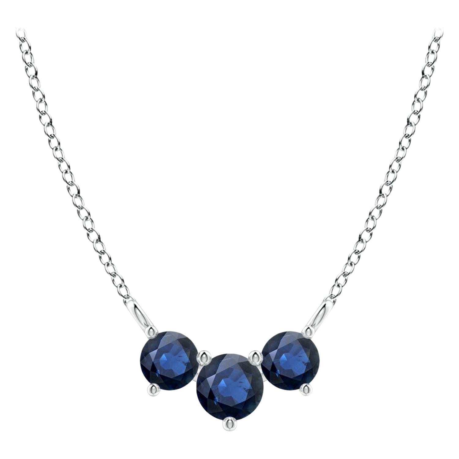 ANGARA Collana con zaffiri tondi classici naturali Trio in platino per donna