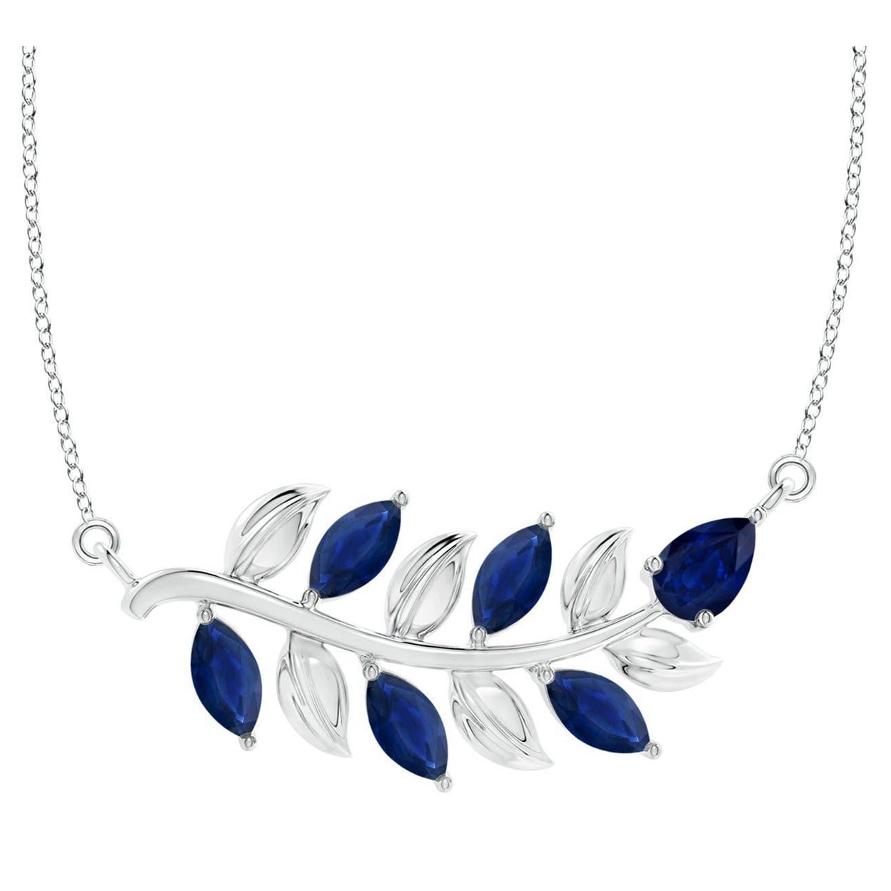 ANGARA Collana con zaffiro blu da 1 ct in oro bianco 14 carati ispirata alla Nature naturale